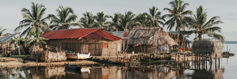 A small village on a small island in the middle of the ocean