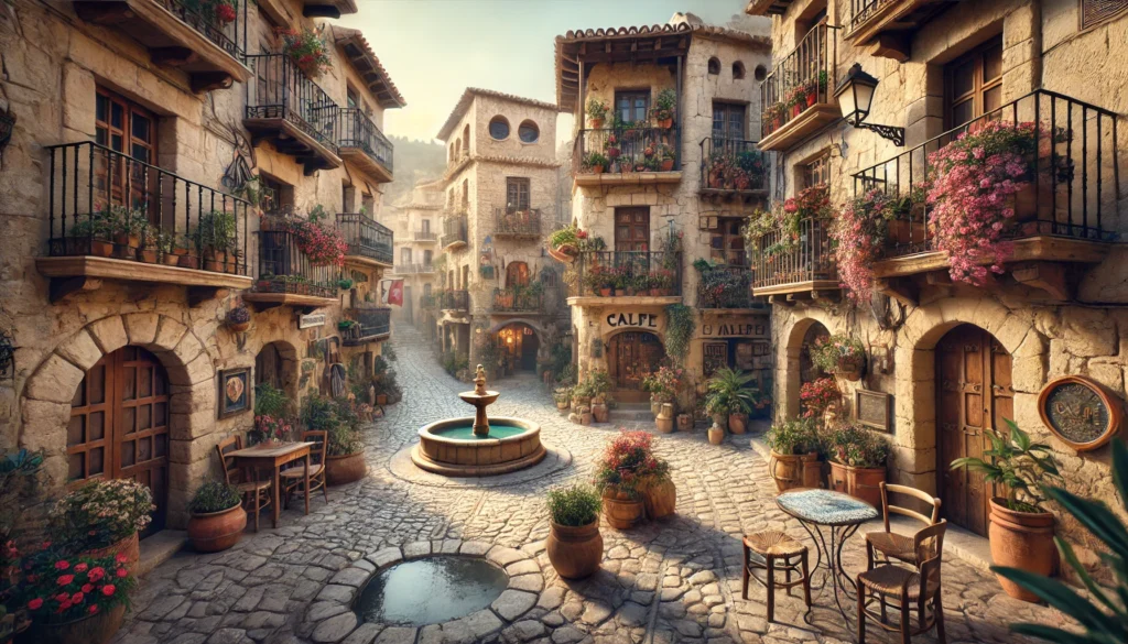 Historic cobblestone streets and ancient stone buildings in Calpe showcasing cultural heritage.
