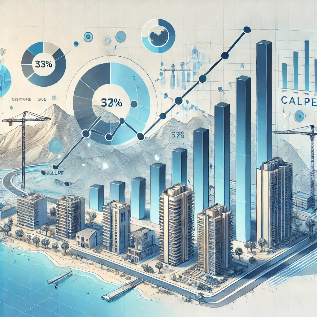Infographic illustrating the rapid growth of the housing market in Calpe, Spain, highlighting opportunities for a property to buy in Calpe Spain.